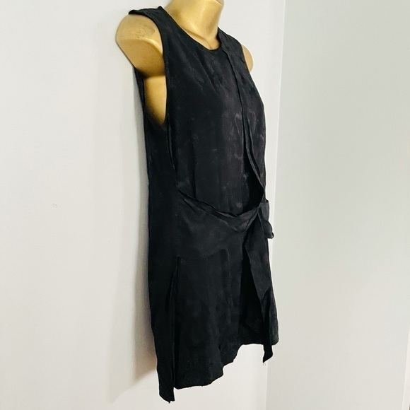 ZARA Black Sleeveless Mini Dress XS | Belted Waist Chic Cocktail Party - Picture 5 of 9